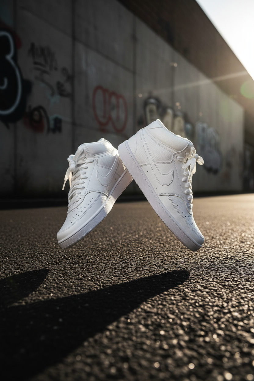 Nike Court Vision Mid Blanches – Dark Contrast