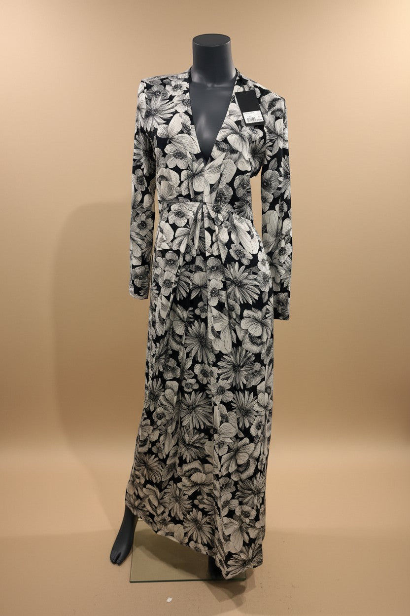 Robe florale - fond taupe