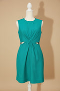 Robe Sandro émeraude face mannequin blanc
