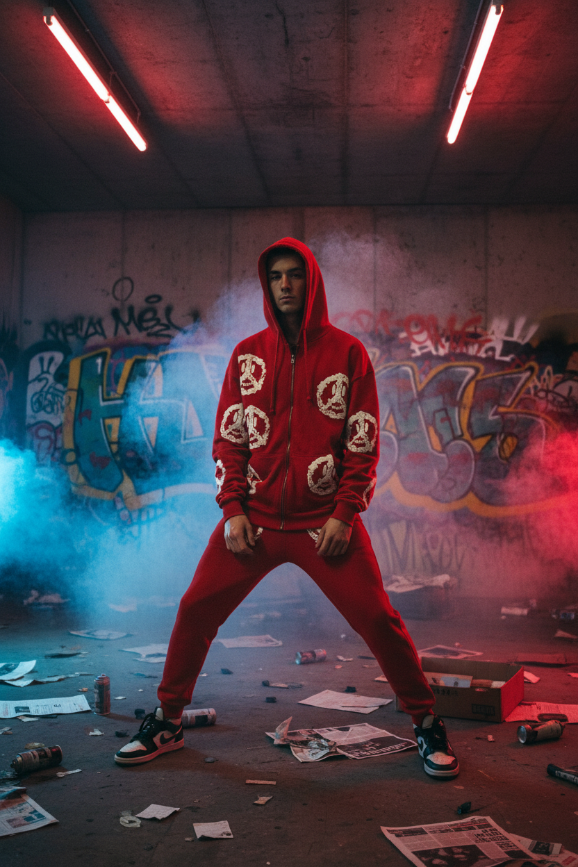 Skull Hoodie – Warehouse Néon Rouge