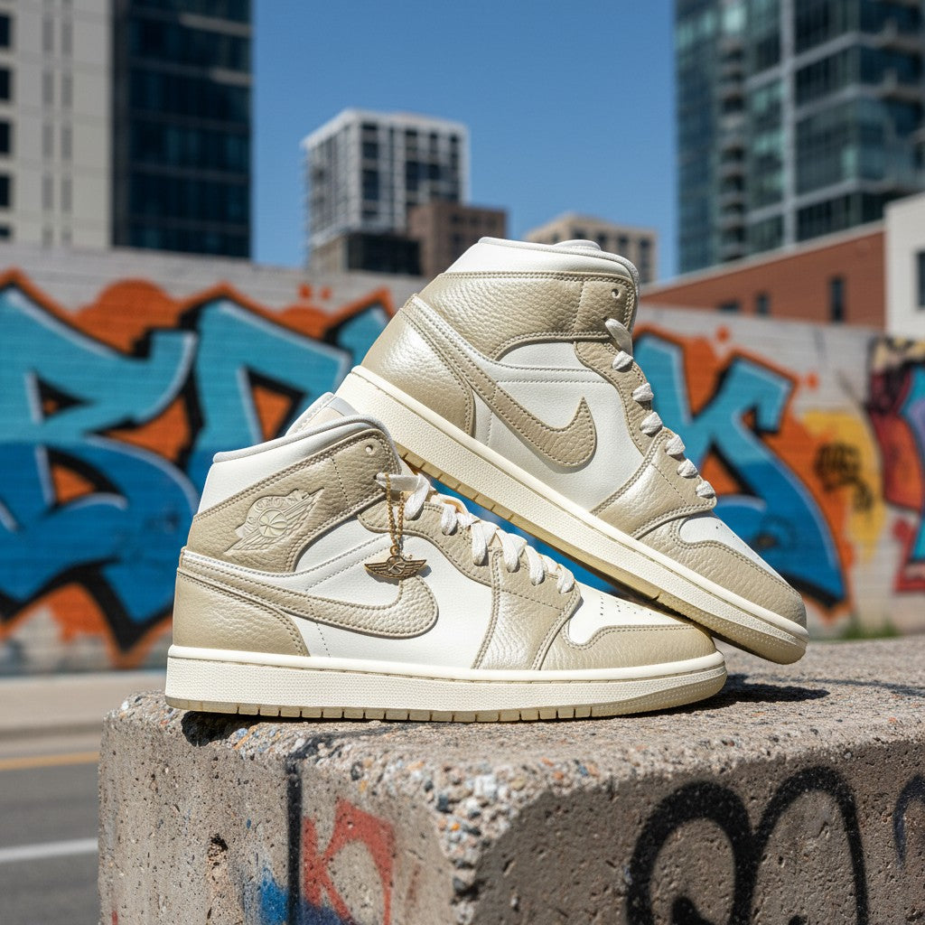 WMNS Air Jordan 1 Mid SE Pale Ivory Gold - Urban Street